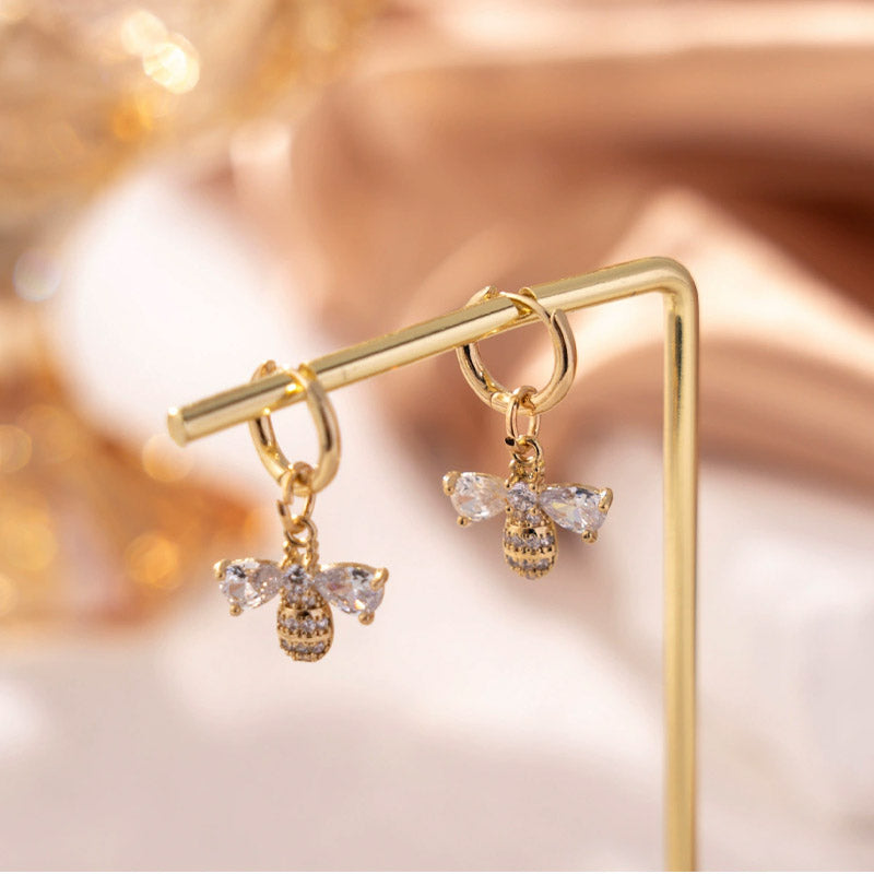 Cute Bear Cubic Zircon Drop Hoop Earring