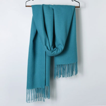 Solid Color Fringed Warm Scarf
