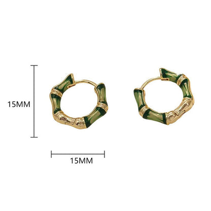Elegant Bamboo Enamel Hoop Earrings