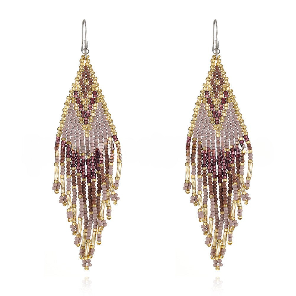 Colorful Tassel Elegant Beads Long Earrings