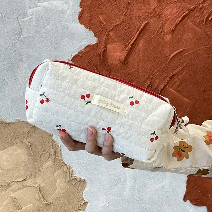 Cute Cherry Print Portable Make Up Bag