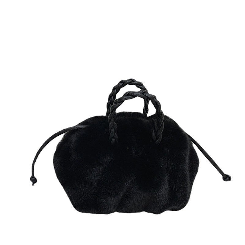 All 4 Colors Cute PU Shoulder Strap Plush Handbag