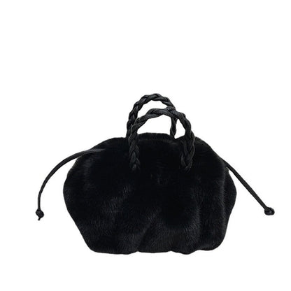 All 4 Colors Cute PU Shoulder Strap Plush Handbag