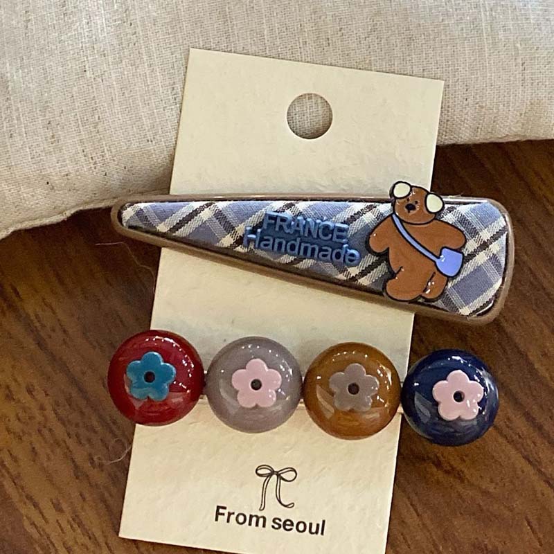 Cute Bear Flower Letter Hair Clip Sets