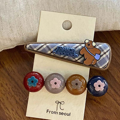 Cute Bear Flower Letter Hair Clip Sets
