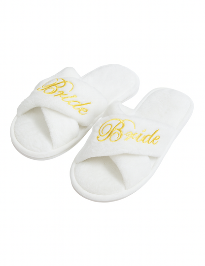 Simple Embroidered Letter Fuzzy Home Slippers