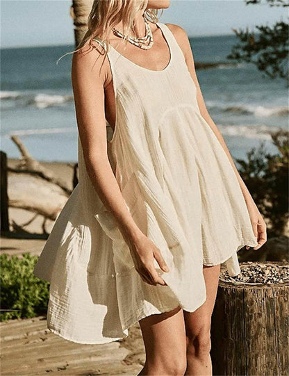 Back String Tie Loose Mini Dress