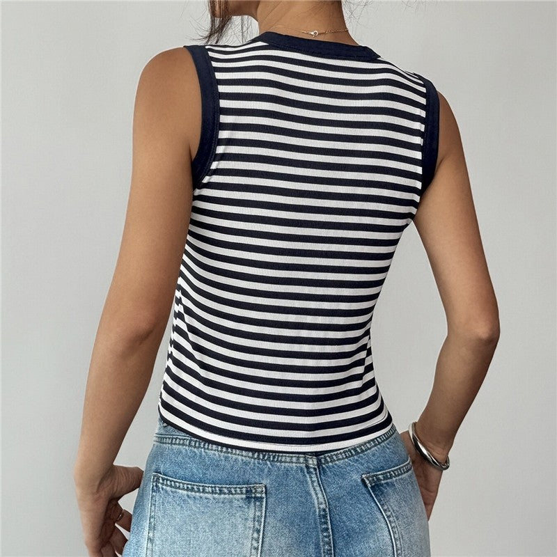 Striped Slim Fit Crop Tank Top