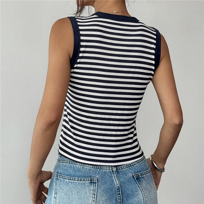 Striped Slim Fit Crop Tank Top