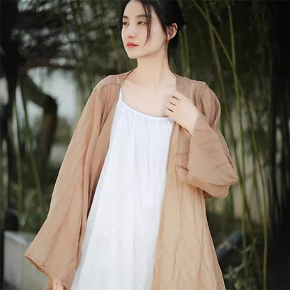 Solid Color Chiffon Long Sleeve Cardigan