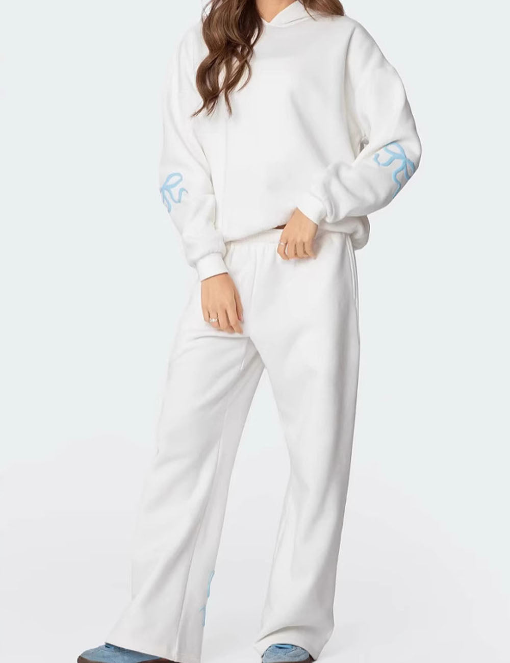 Trendy Print Loose Hoodie Sweatshirt Pants Set