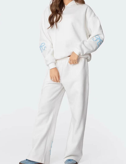 Trendy Print Loose Hoodie Sweatshirt Pants Set