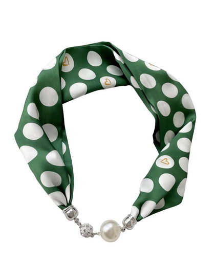 Pearl Rhinestone Polka Dot Satin Scarf