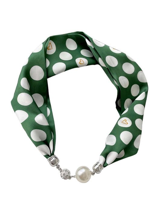 Pearl Rhinestone Polka Dot Satin Scarf