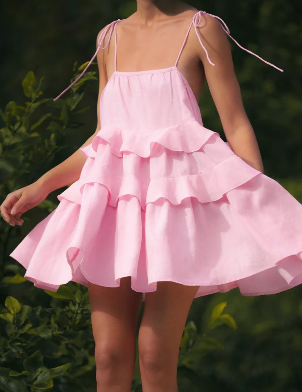Casual Layered Ruffle String Mini Dress
