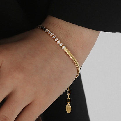 Vintage Gold Plated Zirconia Snake Chain Bracelet