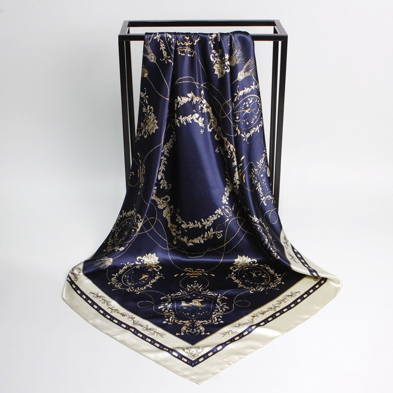 Vintage Elegant Geometric Pattern Silk Scarf