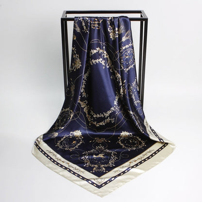 Vintage Elegant Geometric Pattern Silk Scarf