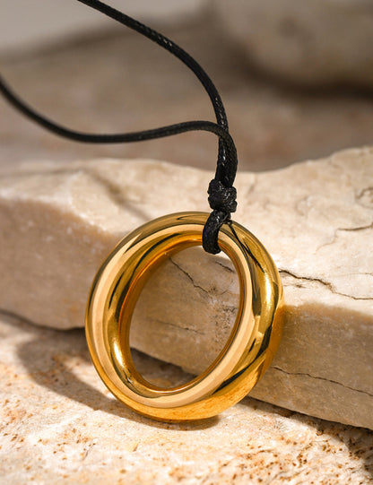 Simple Round Cutout Titanium Necklace