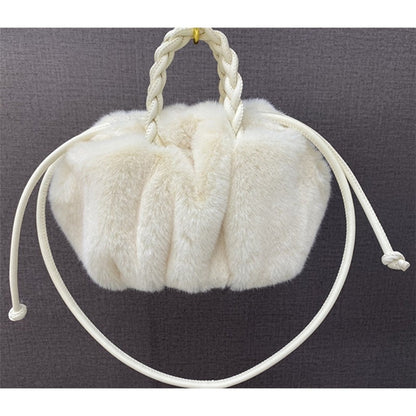 All 4 Colors Cute PU Shoulder Strap Plush Handbag