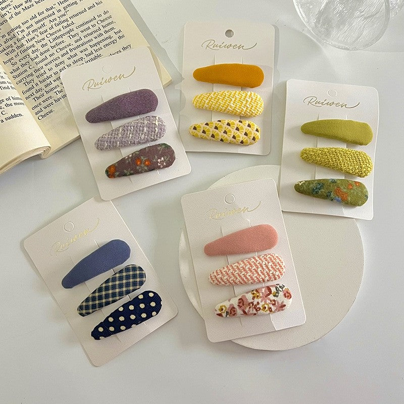 Sweet Solid Print Hair Clips Set