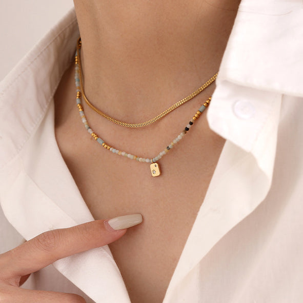 Simple Zircon Layered Beaded Necklaces
