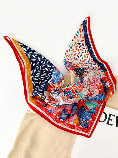 Abstract Printed Sun-Protection Small Square Scarf