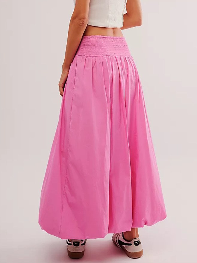 Solid Color Casual Maxi Lantern Skirt