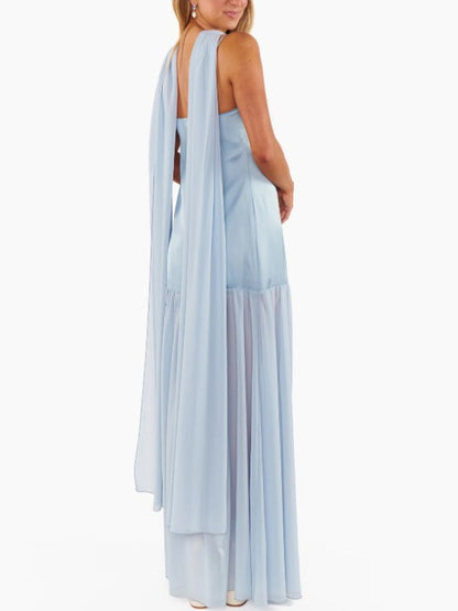 Solid Color Splicing Spaghetti Maxi Dress