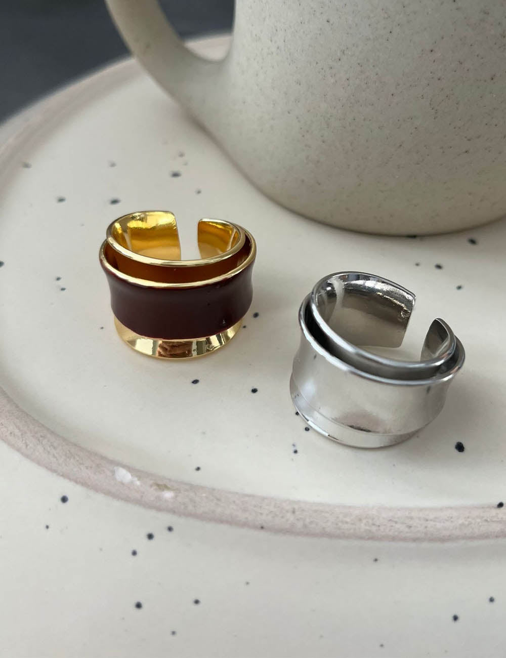 Elegant Enamel Double-Layer Open Ring