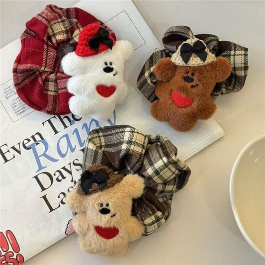 Plaid Bear Hair Tie