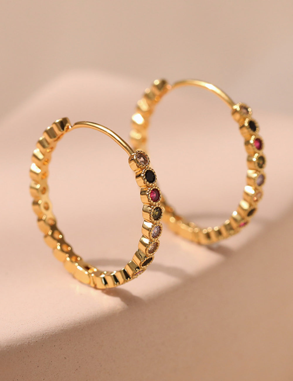 Simple Design Brass Plated Gold Hoop Earrings