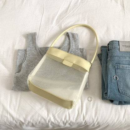 Leather Large Capacity Mesh Shoulder Bag