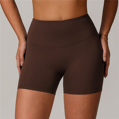 Solid Color High Waist Tummy Control Workout Shorts