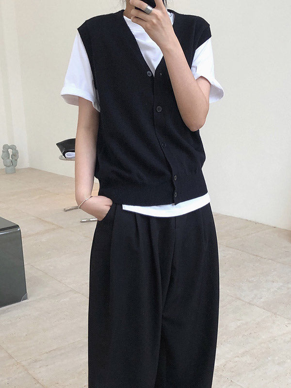 Leisure Solid Knitting Sweater Vest