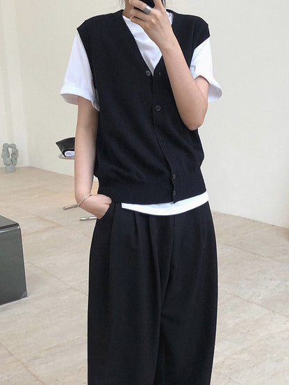 Leisure Solid Knitting Sweater Vest