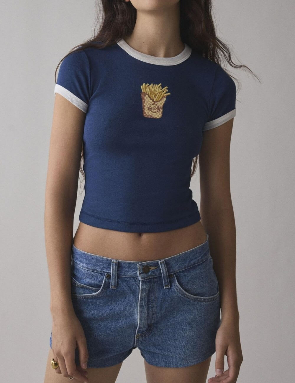 Color Block Print Ribbed Slim Tops