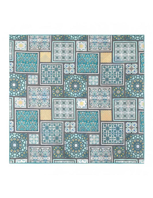 Blue & Turquoise Patchwork Square Scarf