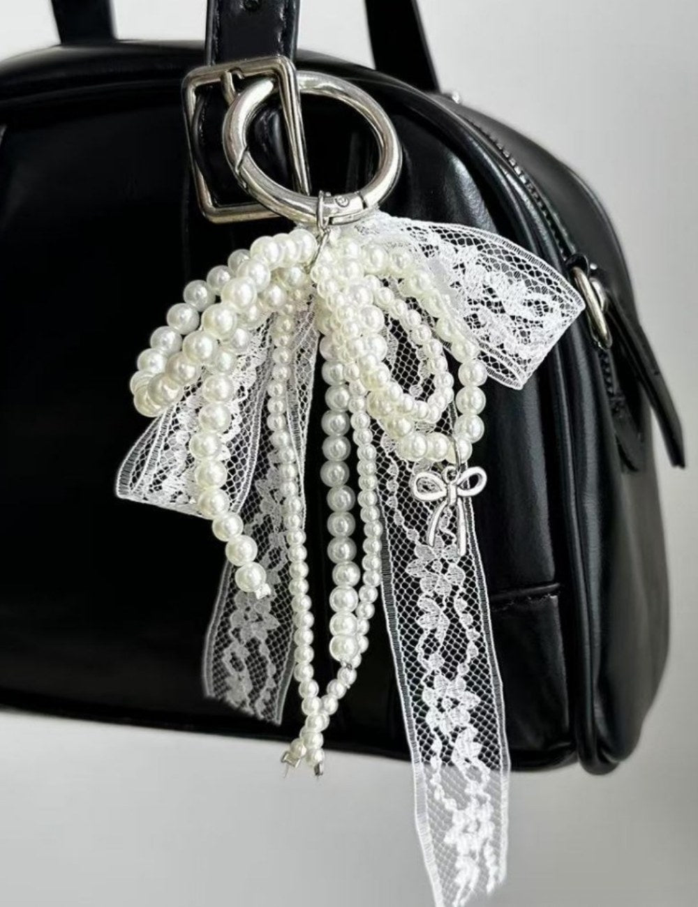 Lace Bow Pearl Keychain Bag Charms
