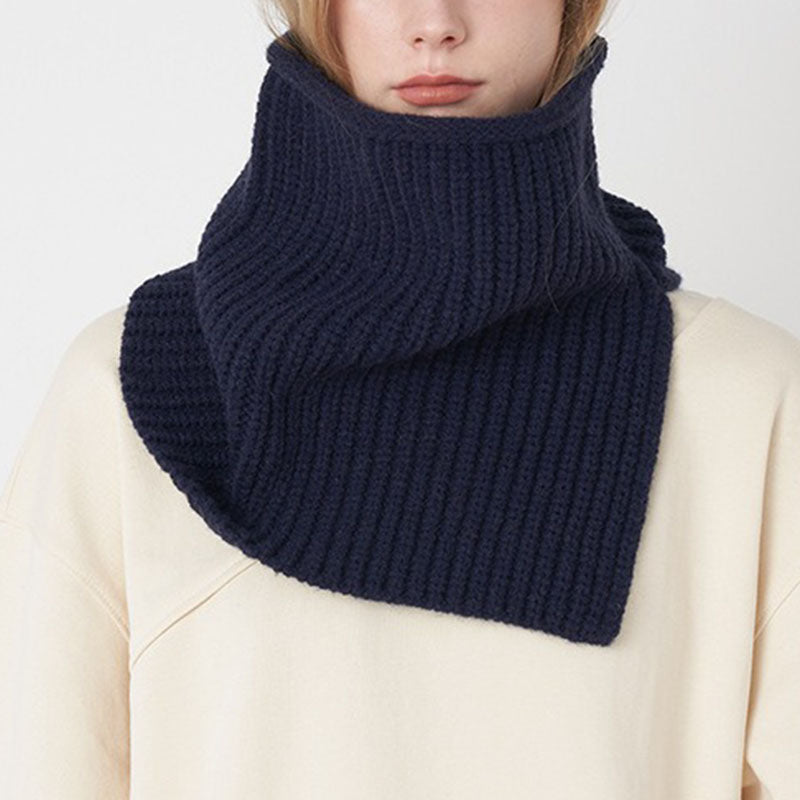 Ribbed Solid Color Knit Neck Split Scarf
