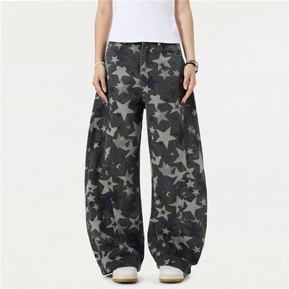 Vintage Star Camouflage Loose Wide Leg Pants