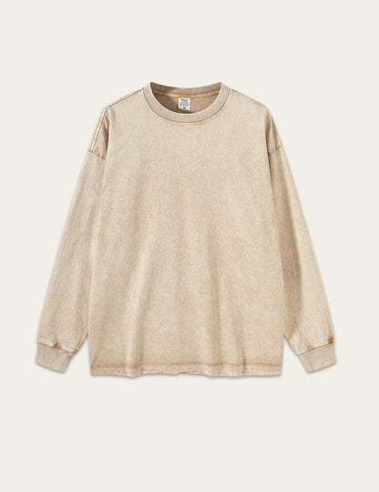 Vintage Washed Crew Neck Long Sleeve T-shirt