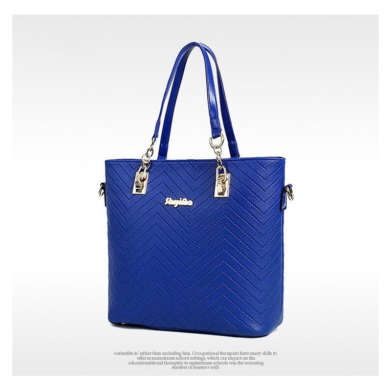 6-Piece Solid Color Embossed Handbag Set