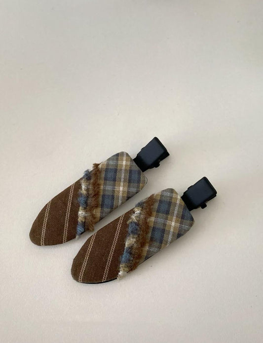 Plaid Color Block Geometric Hair Clip