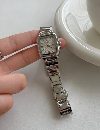 Trendy Square Dial Stainless Steel Bracelet Watch