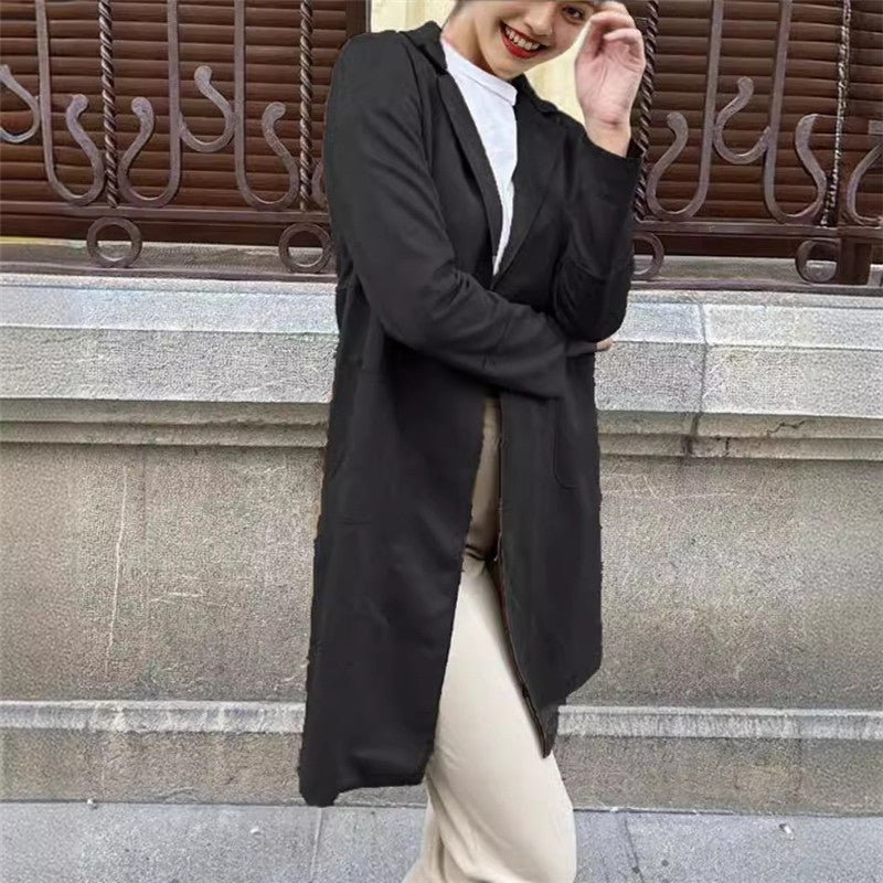 Velvet Suit Collar Casual Trench Coat