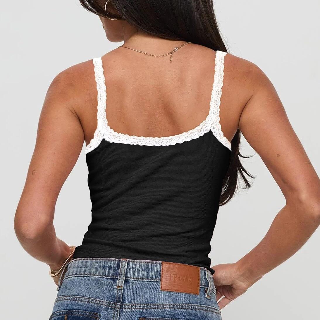 Lace Color Block Sexy Spaghetti Camis
