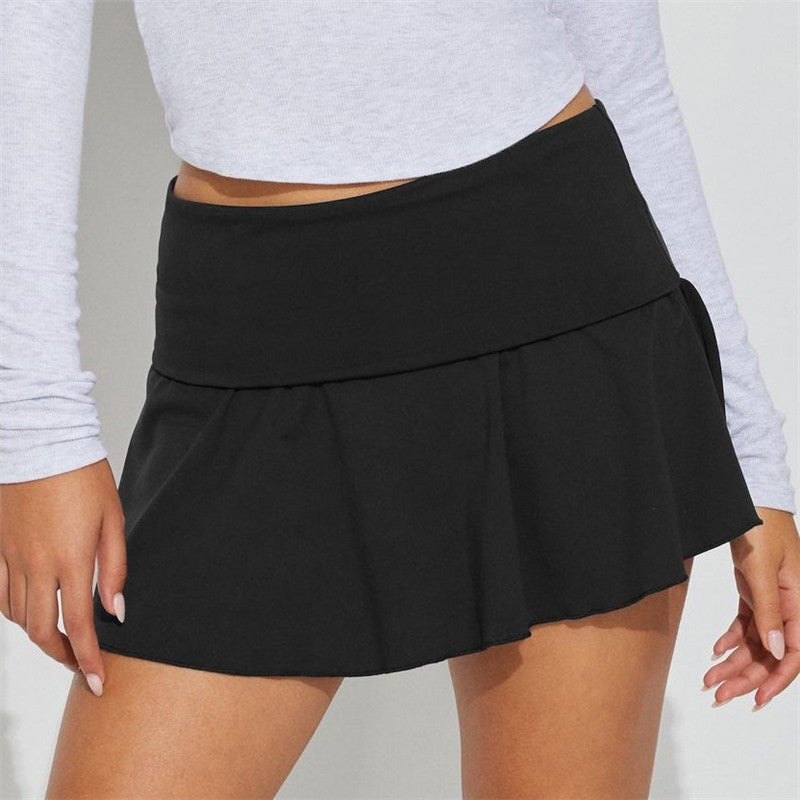 Safety Shorts Pleated A-Line Mini Skirt