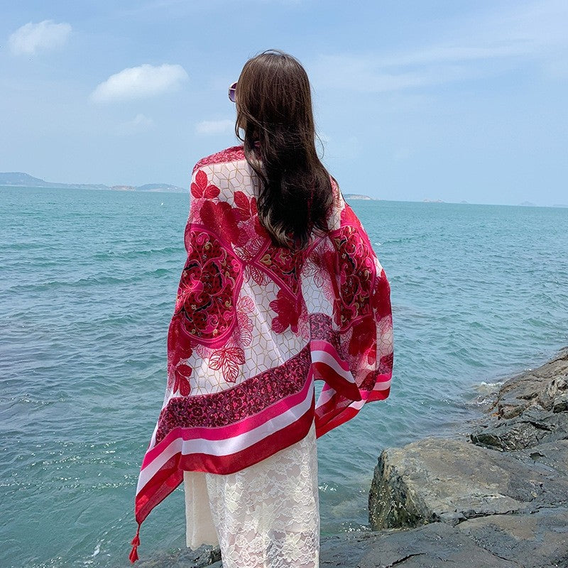 Ethnic Style Sun Protection Cotton And Linen Shawl Scarf