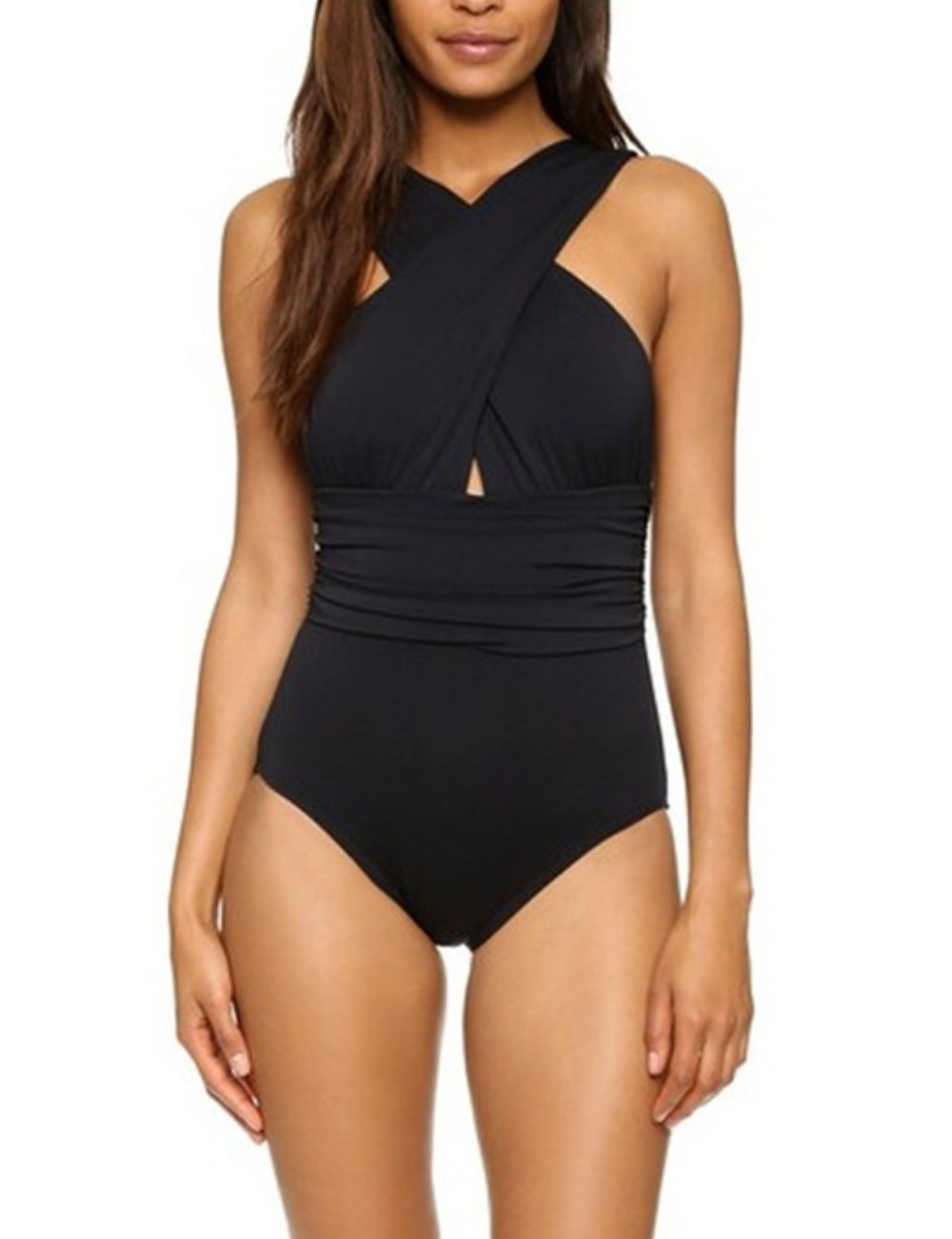Solid Color Sexy V-Neck Cross Swimwear
